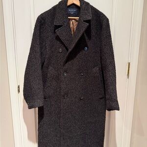 Abercrombie & Fitch Charcoal Herringbone Pea Coat